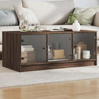 Salontafel 102x50x42 cm bruineiken met glazen deuren