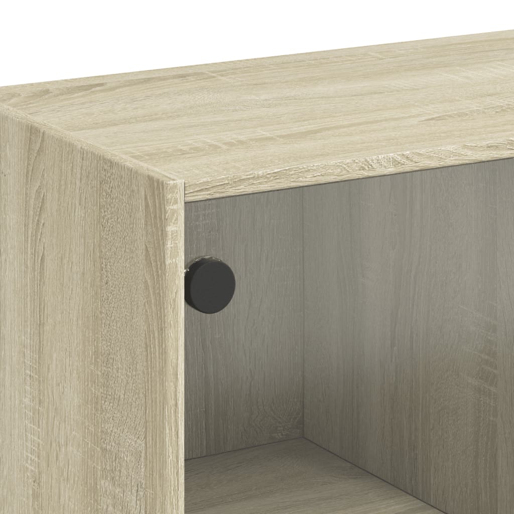 Bijzetkast Met Glazen Deuren 68X37X75,5 Cm Kleurig Sonoma eiken