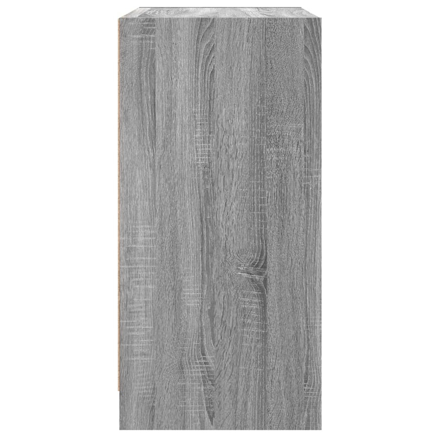 Bijzetkast Met Glazen Deuren 68X37X75,5 Cm Eiken Grijs sonoma