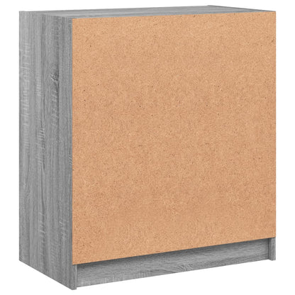 Bijzetkast Met Glazen Deuren 68X37X75,5 Cm Eiken Grijs sonoma