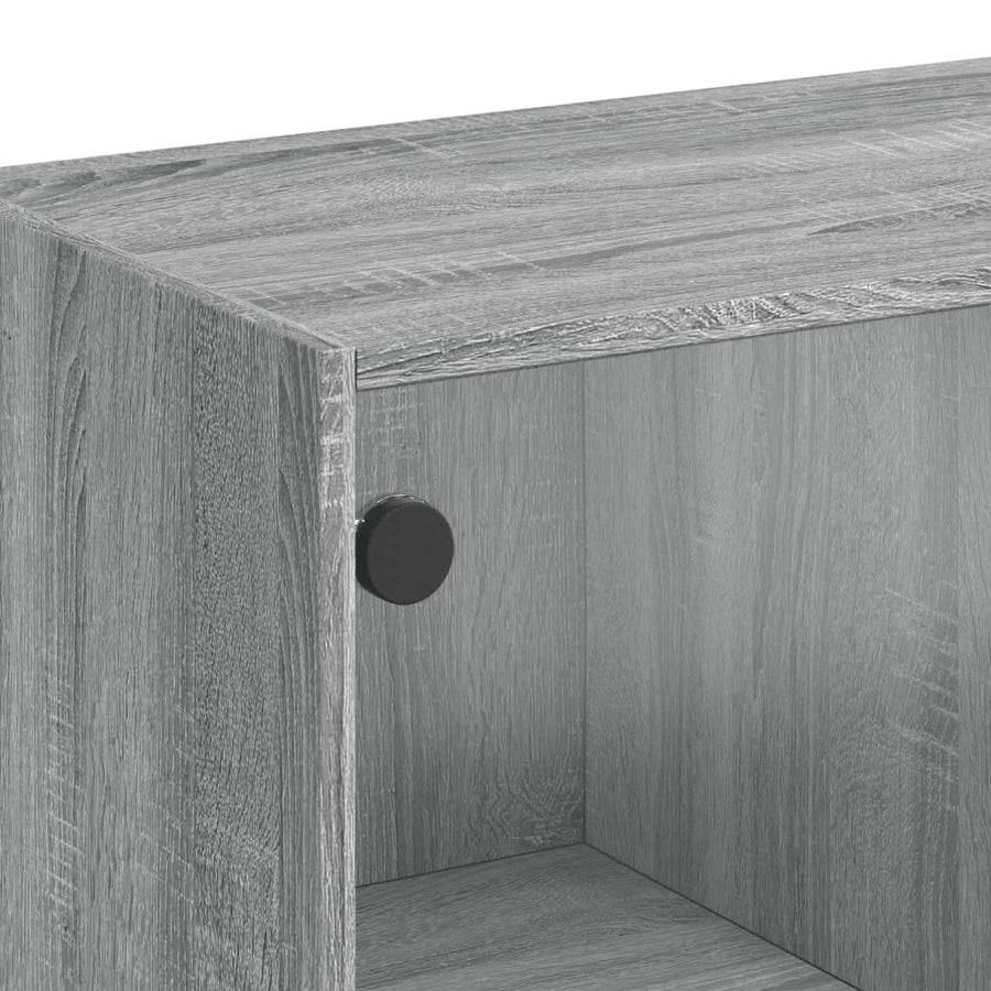 Bijzetkast Met Glazen Deuren 68X37X75,5 Cm Eiken Grijs sonoma