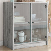 Bijzetkast 68x37x75,5 cm grijs sonoma eiken glas