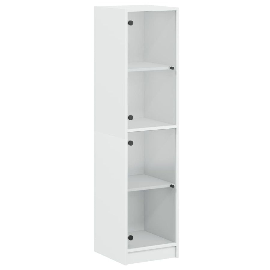 Hoge Kast Met Glazen Deuren 35X37X42 Cm Wit
