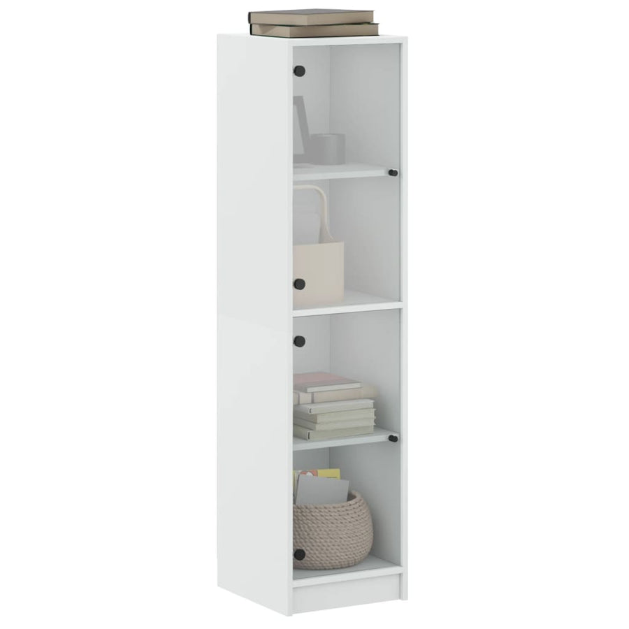 Hoge Kast Met Glazen Deuren 35X37X42 Cm Wit