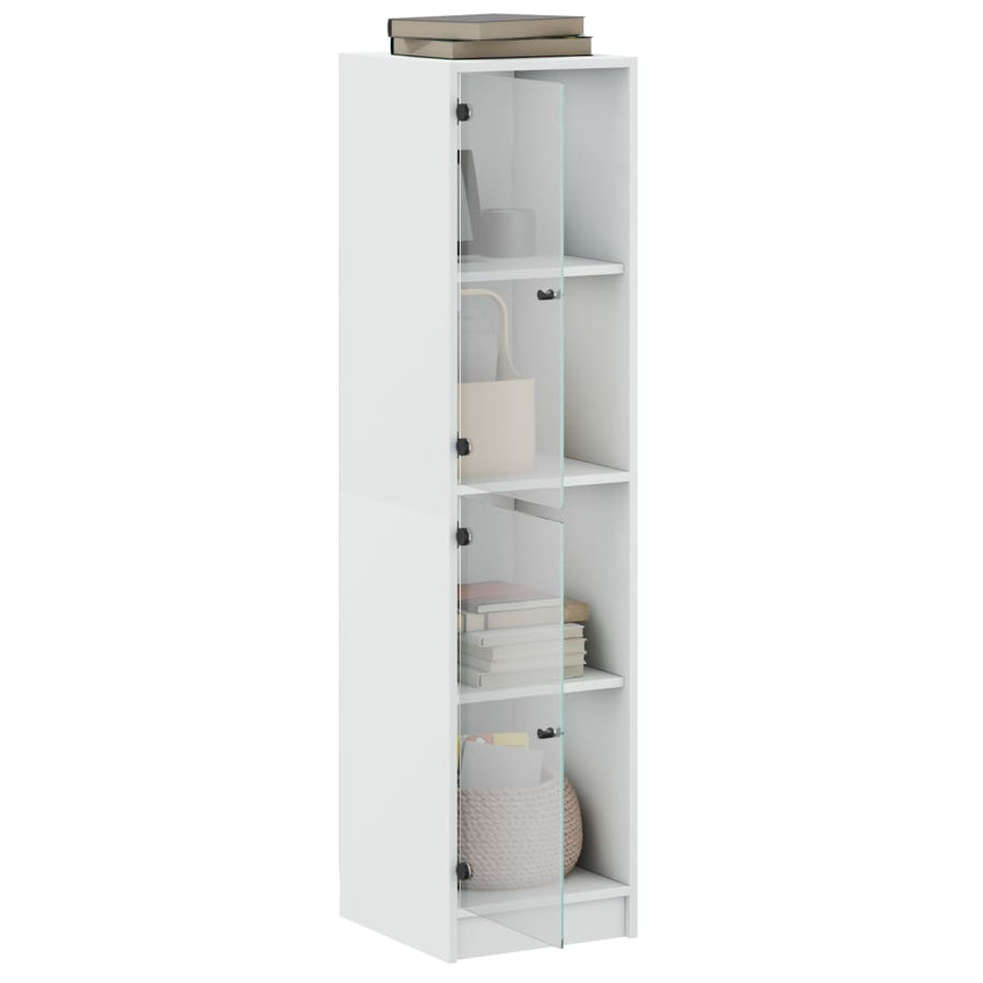 Hoge Kast Met Glazen Deuren 35X37X42 Cm Wit