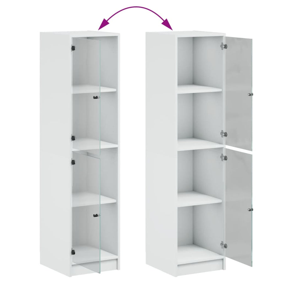 Hoge Kast Met Glazen Deuren 35X37X42 Cm Wit