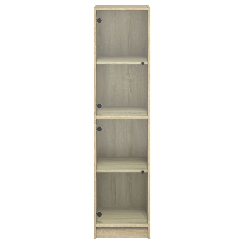 Hoge Kast Met Glazen Deuren 35X37X142 Cm Kleurig Sonoma eiken