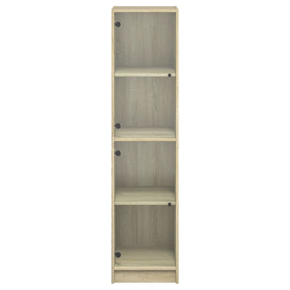Hoge Kast Met Glazen Deuren 35X37X142 Cm Kleurig Sonoma eiken