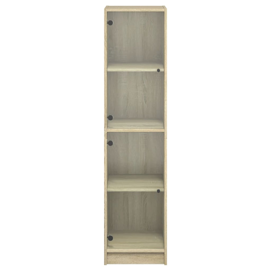Hoge Kast Met Glazen Deuren 35X37X142 Cm Kleurig Sonoma eiken