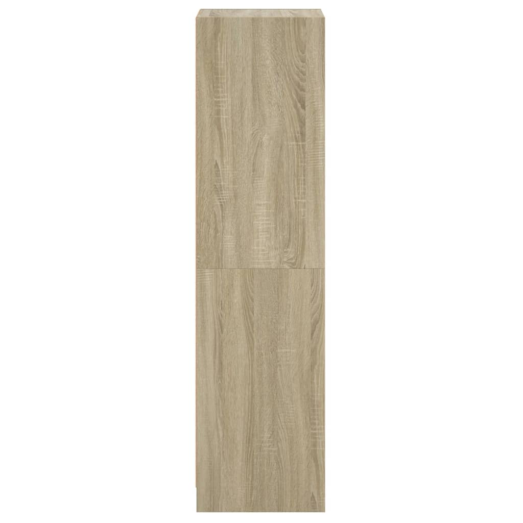 Hoge Kast Met Glazen Deuren 35X37X142 Cm Kleurig Sonoma eiken