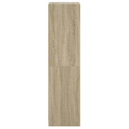 Hoge Kast Met Glazen Deuren 35X37X142 Cm Kleurig Sonoma eiken