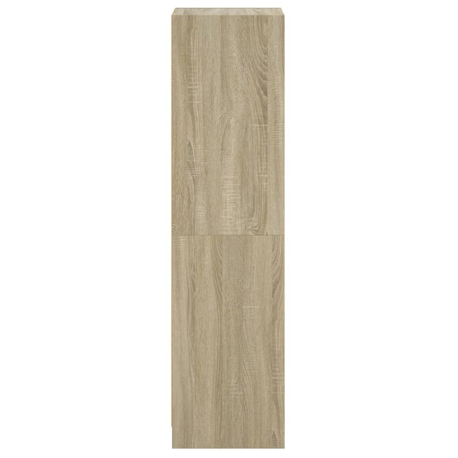 Hoge Kast Met Glazen Deuren 35X37X142 Cm Kleurig Sonoma eiken
