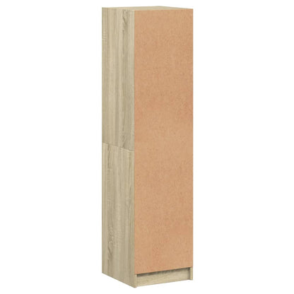 Hoge Kast Met Glazen Deuren 35X37X142 Cm Kleurig Sonoma eiken