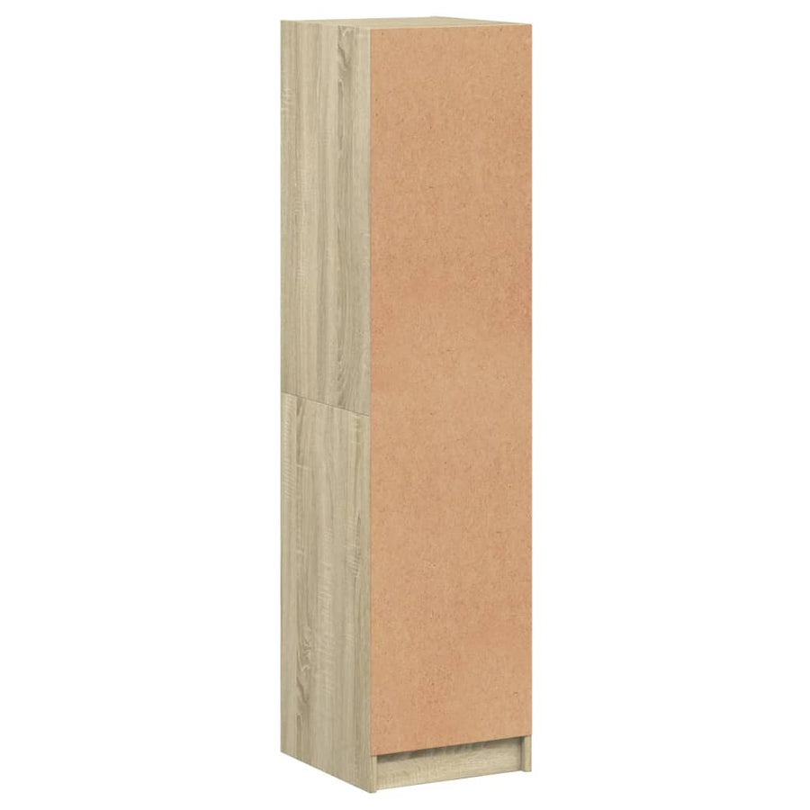 Hoge Kast Met Glazen Deuren 35X37X142 Cm Kleurig Sonoma eiken