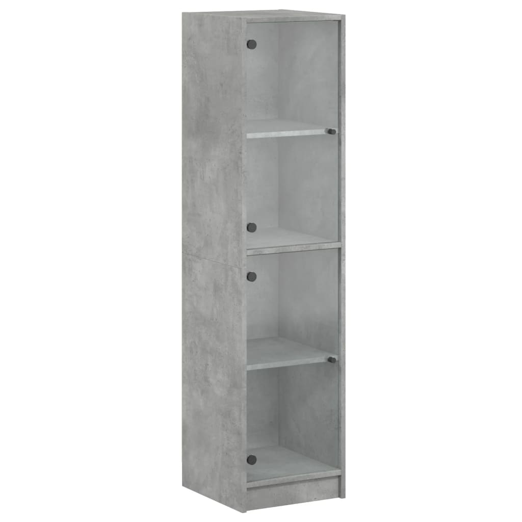 Hoge Kast Met Glazen Deuren 35X37X142 Cm Betongrijs