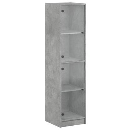 Hoge Kast Met Glazen Deuren 35X37X142 Cm Betongrijs