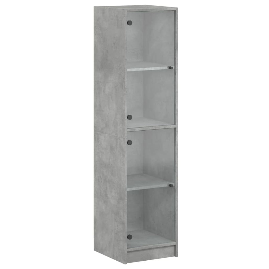 Hoge Kast Met Glazen Deuren 35X37X142 Cm Betongrijs