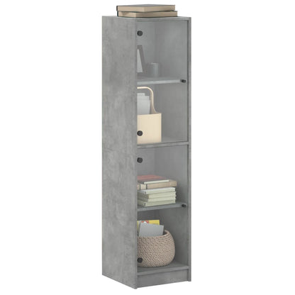 Hoge Kast Met Glazen Deuren 35X37X142 Cm Betongrijs