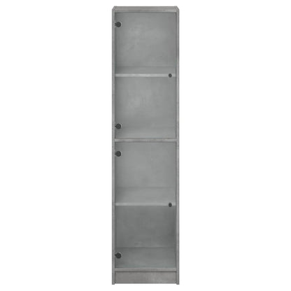 Hoge Kast Met Glazen Deuren 35X37X142 Cm Betongrijs