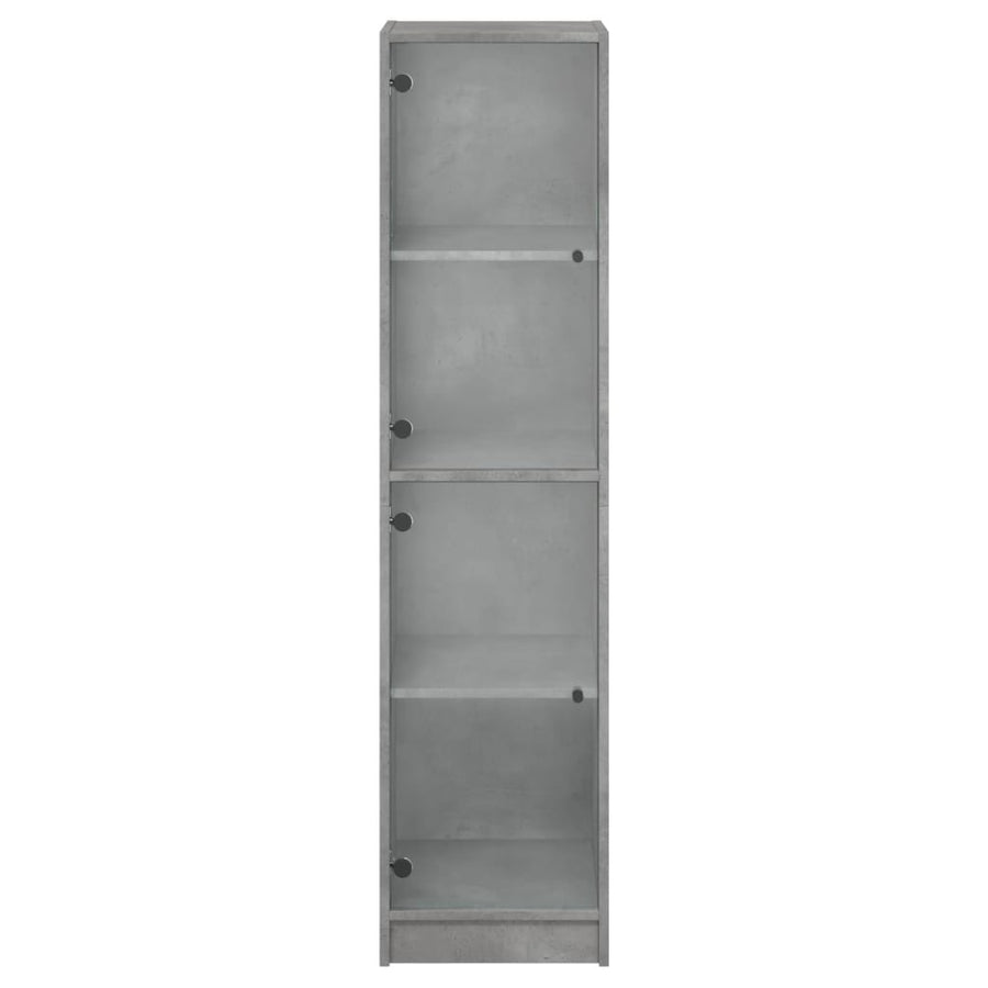 Hoge Kast Met Glazen Deuren 35X37X142 Cm Betongrijs
