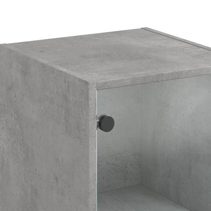 Hoge Kast Met Glazen Deuren 35X37X142 Cm Betongrijs