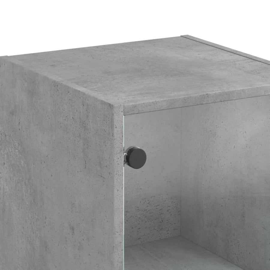 Hoge Kast Met Glazen Deuren 35X37X142 Cm Betongrijs
