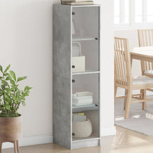 Hoge Kast Met Glazen Deuren 35X37X142 Cm Betongrijs