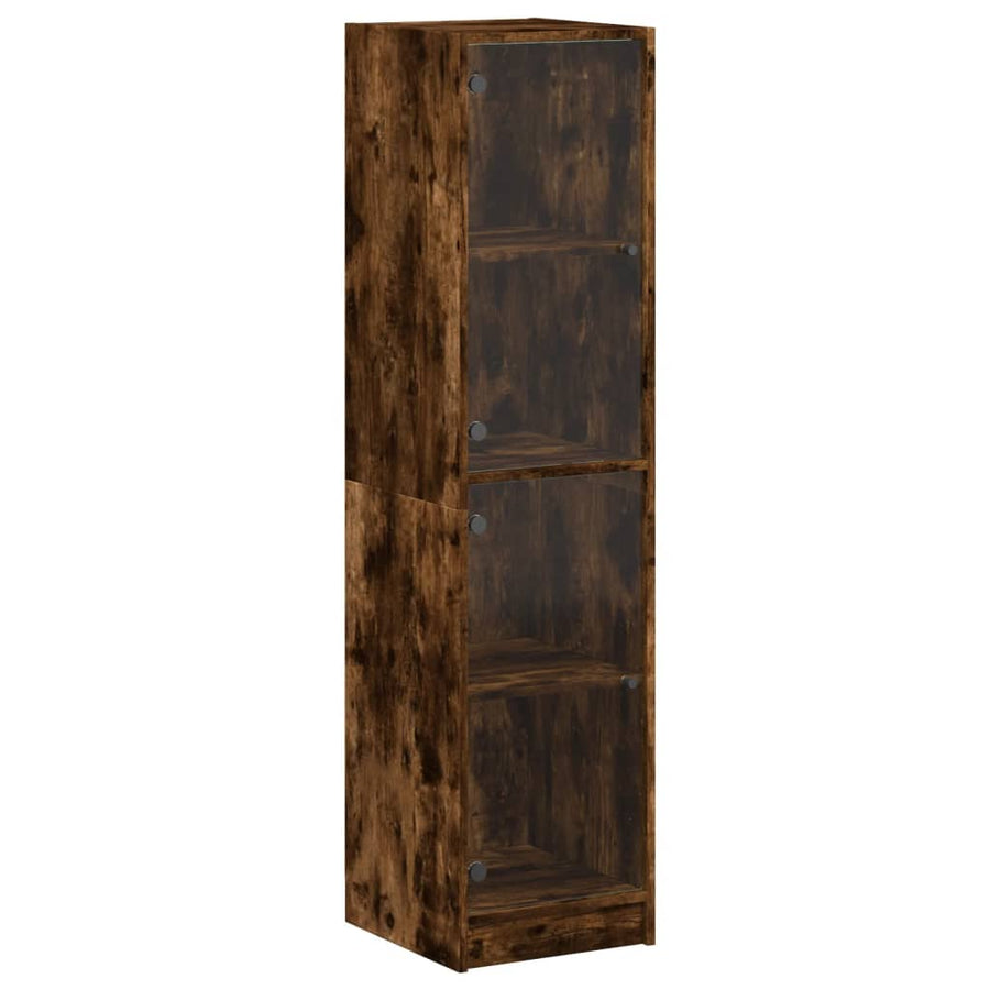 Hoge Kast Met Glazen Deuren 35X37X42 Cm Kleurig Gerookt eiken