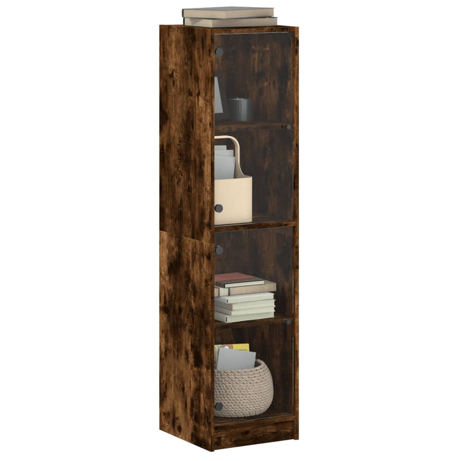 Hoge Kast Met Glazen Deuren 35X37X42 Cm Kleurig Gerookt eiken
