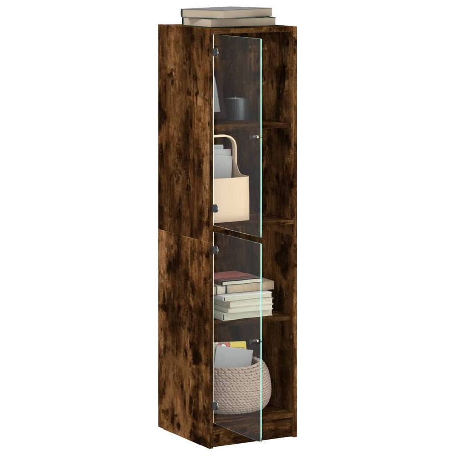 Hoge Kast Met Glazen Deuren 35X37X42 Cm Kleurig Gerookt eiken