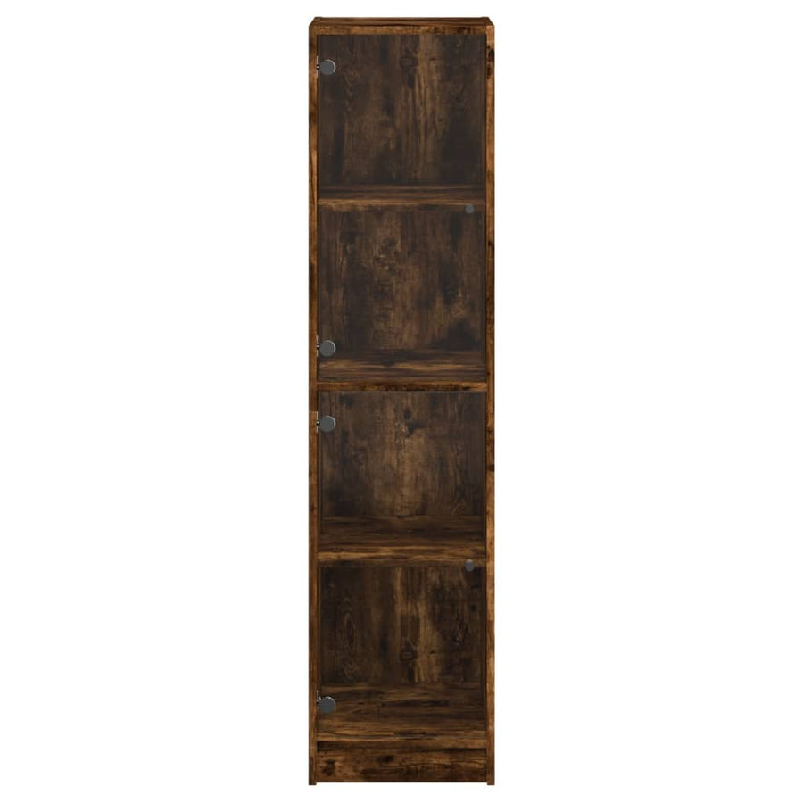 Hoge Kast Met Glazen Deuren 35X37X42 Cm Kleurig Gerookt eiken