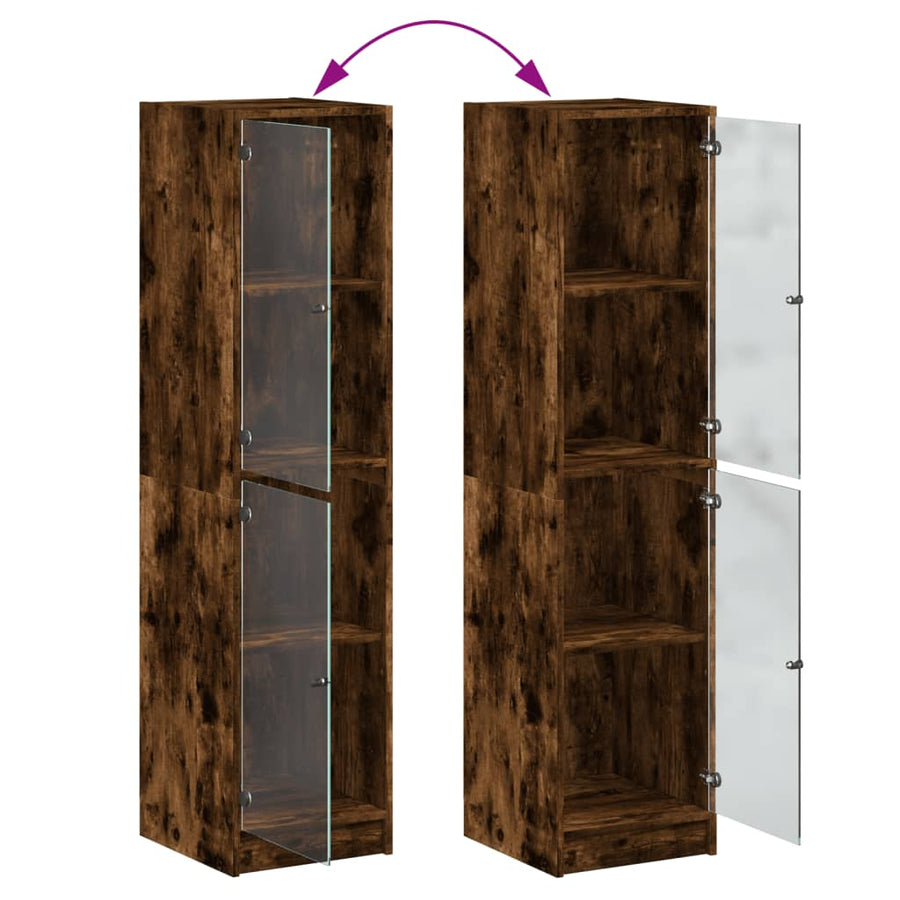 Hoge Kast Met Glazen Deuren 35X37X42 Cm Kleurig Gerookt eiken