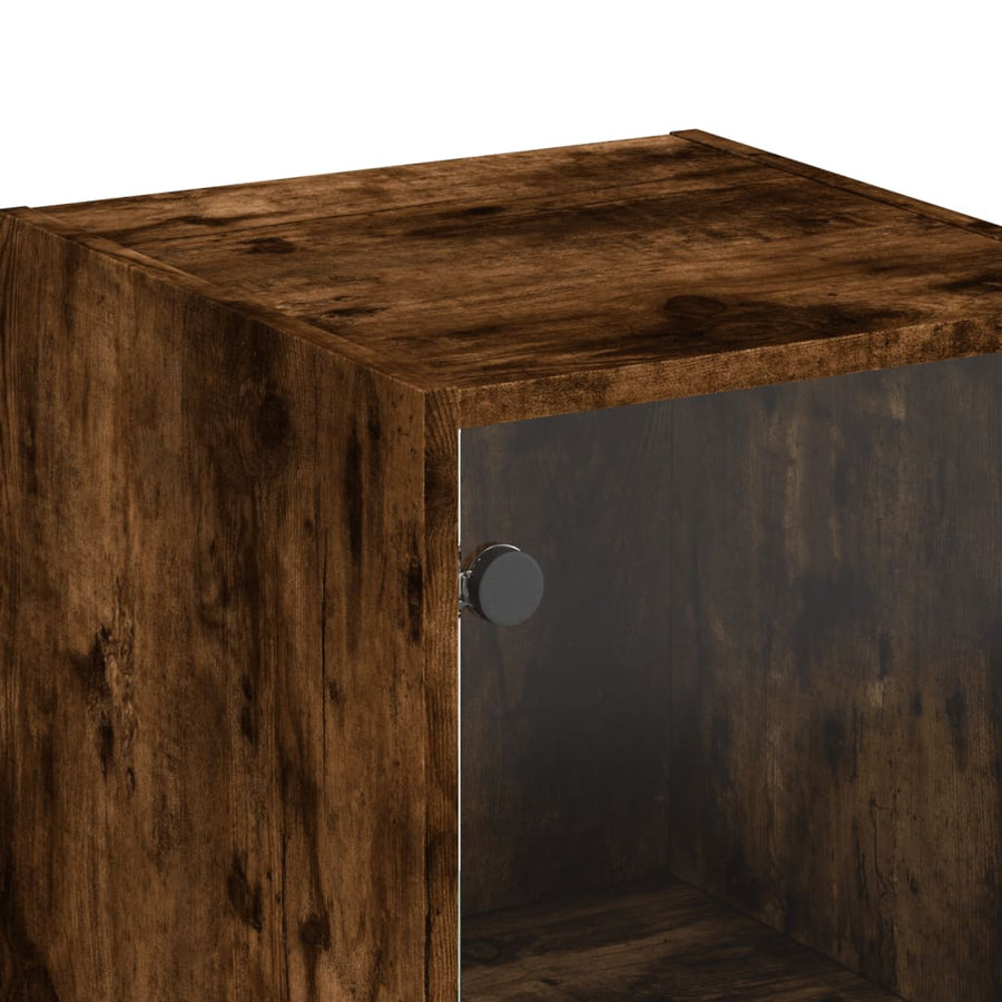 Hoge Kast Met Glazen Deuren 35X37X42 Cm Kleurig Gerookt eiken