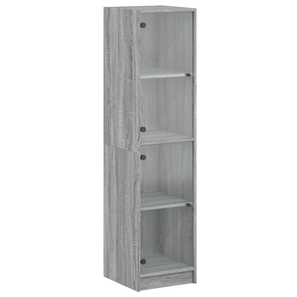 Hoge Kast Met Glazen Deuren 35X37X42 Cm Eiken Grijs sonoma