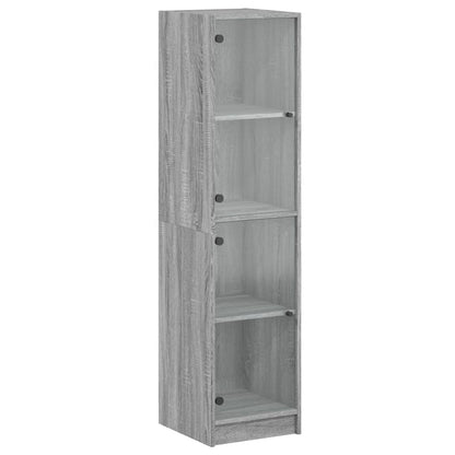 Hoge Kast Met Glazen Deuren 35X37X42 Cm Eiken Grijs sonoma