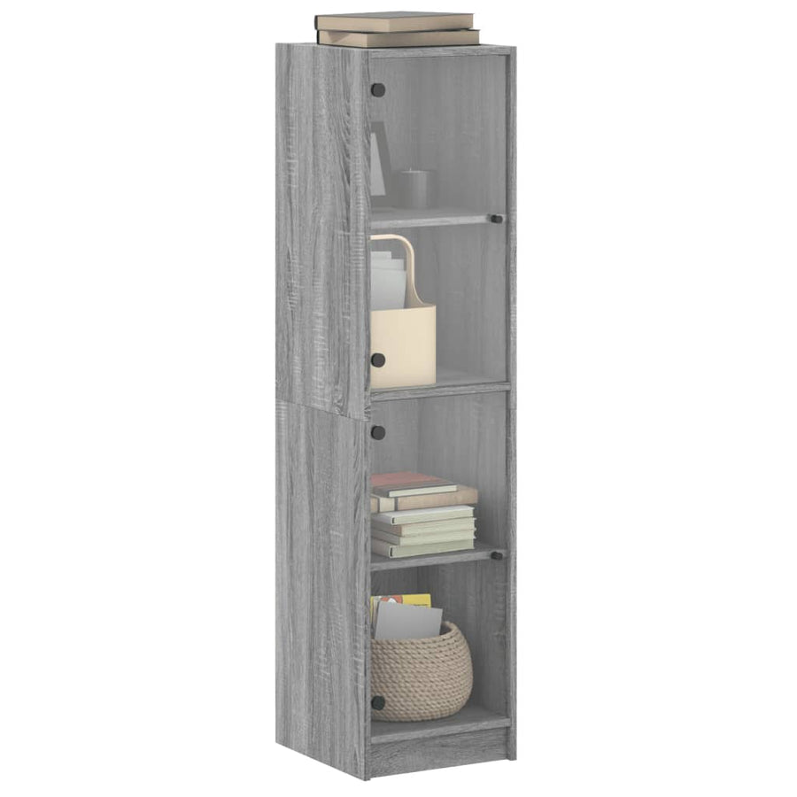Hoge Kast Met Glazen Deuren 35X37X42 Cm Eiken Grijs sonoma