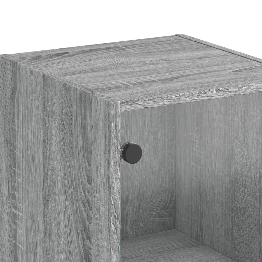 Hoge Kast Met Glazen Deuren 35X37X42 Cm Eiken Grijs sonoma