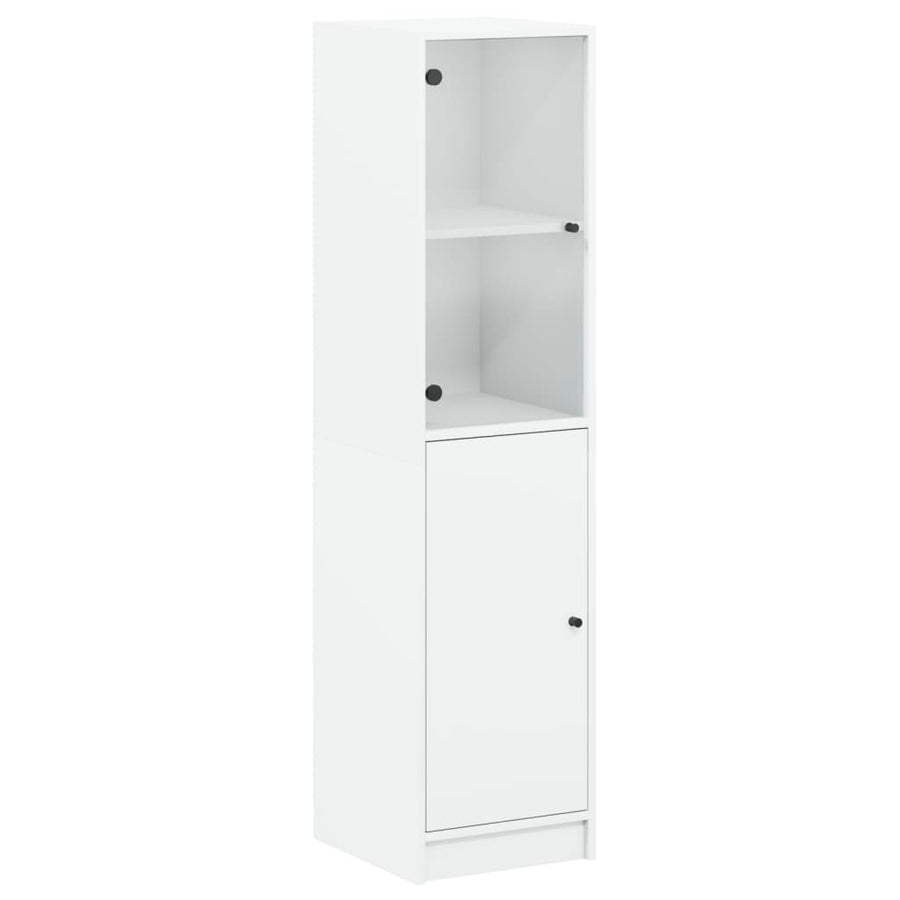 Hoge Kast Met Glazen Deur 35X37X42 Cm Wit