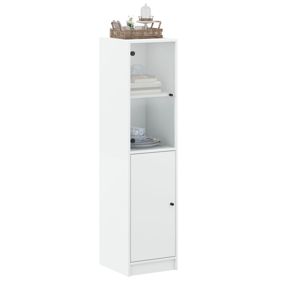 Hoge Kast Met Glazen Deur 35X37X42 Cm Wit