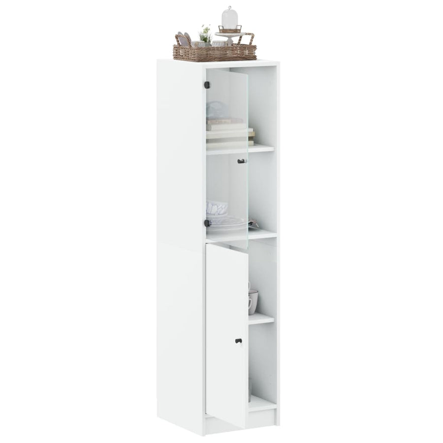 Hoge Kast Met Glazen Deur 35X37X42 Cm Wit