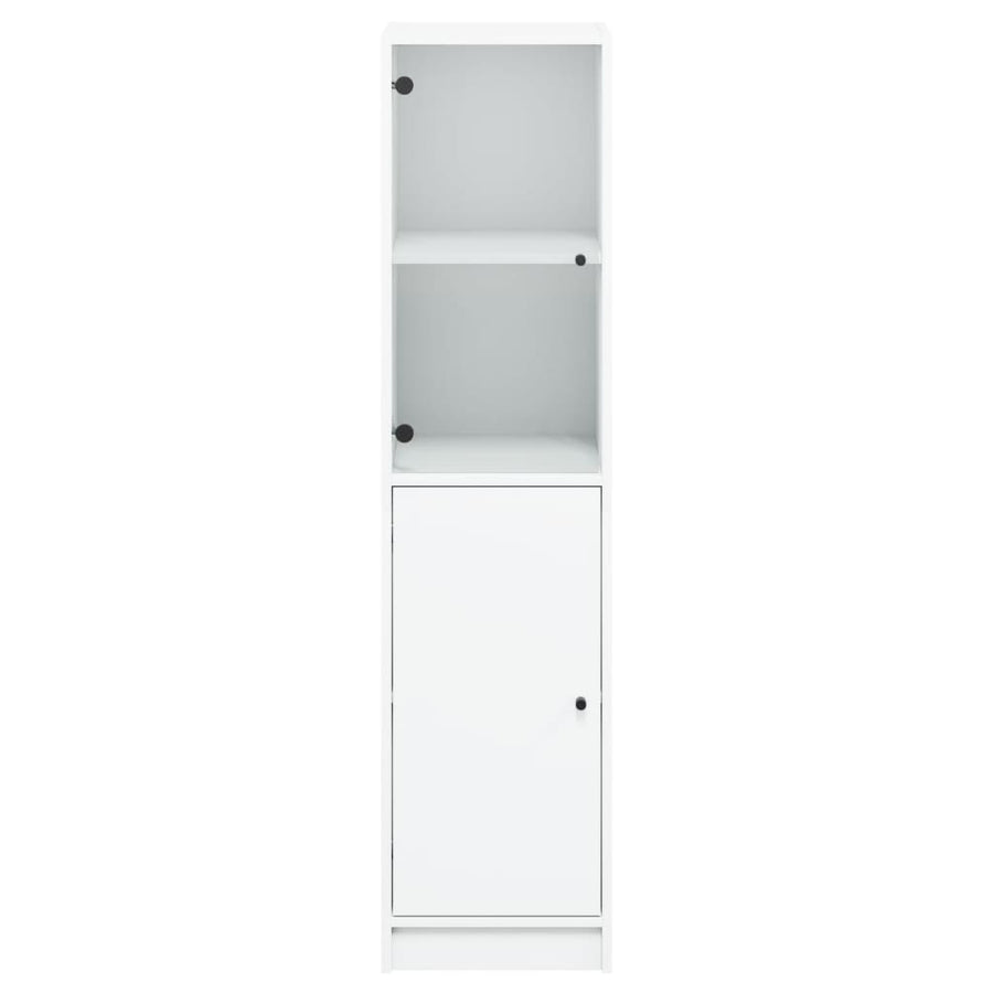 Hoge Kast Met Glazen Deur 35X37X42 Cm Wit