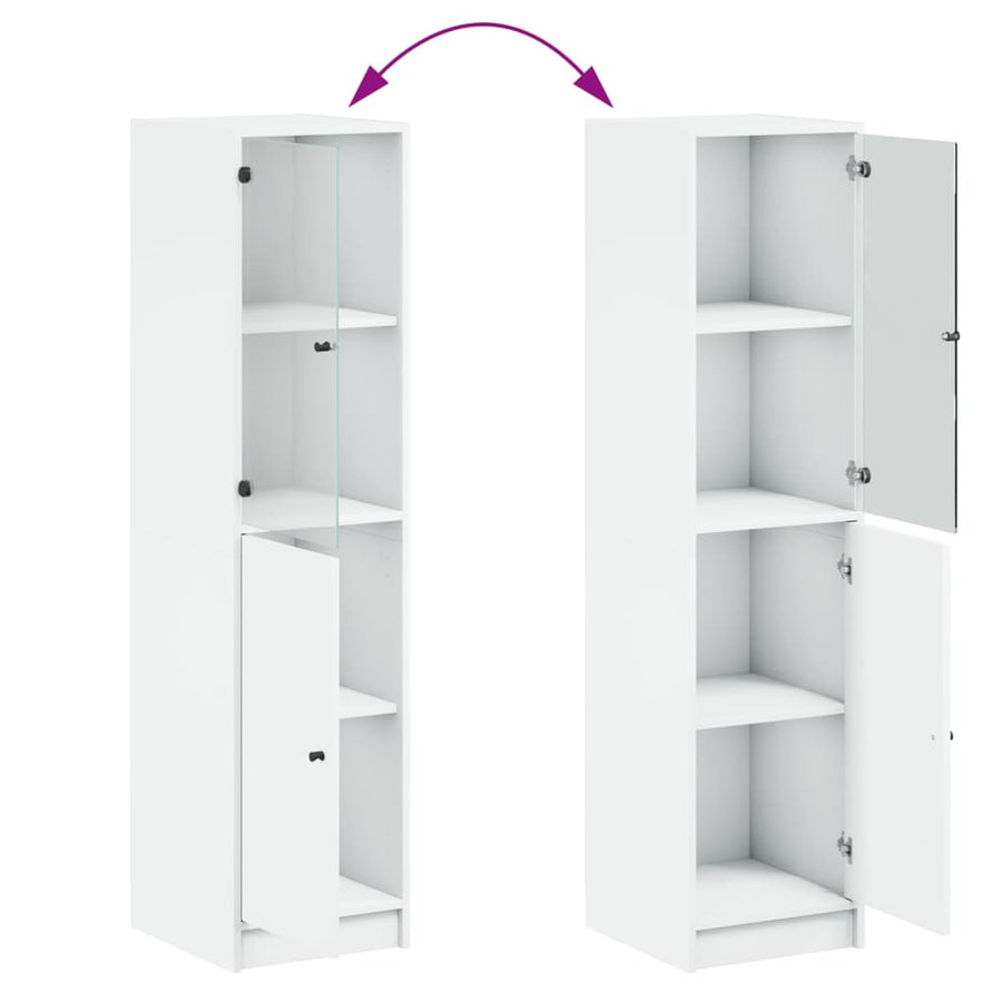 Hoge Kast Met Glazen Deur 35X37X42 Cm Wit