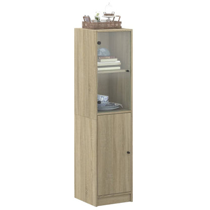 Hoge Kast Met Glazen Deur 35X37X142 Cm Kleurig Sonoma eiken