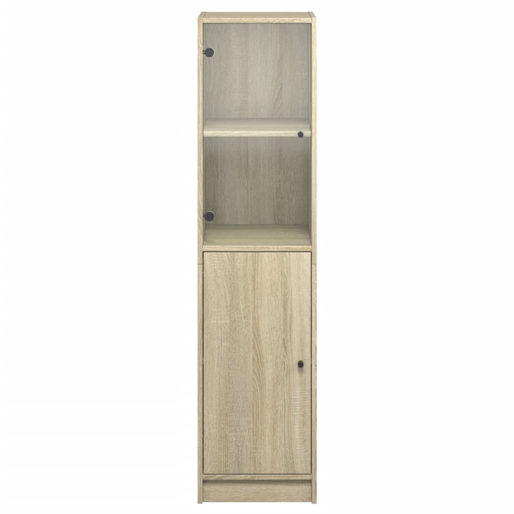 Hoge Kast Met Glazen Deur 35X37X142 Cm Kleurig Sonoma eiken