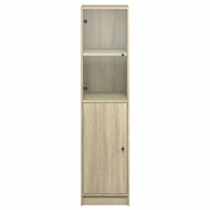 Hoge Kast Met Glazen Deur 35X37X142 Cm Kleurig Sonoma eiken