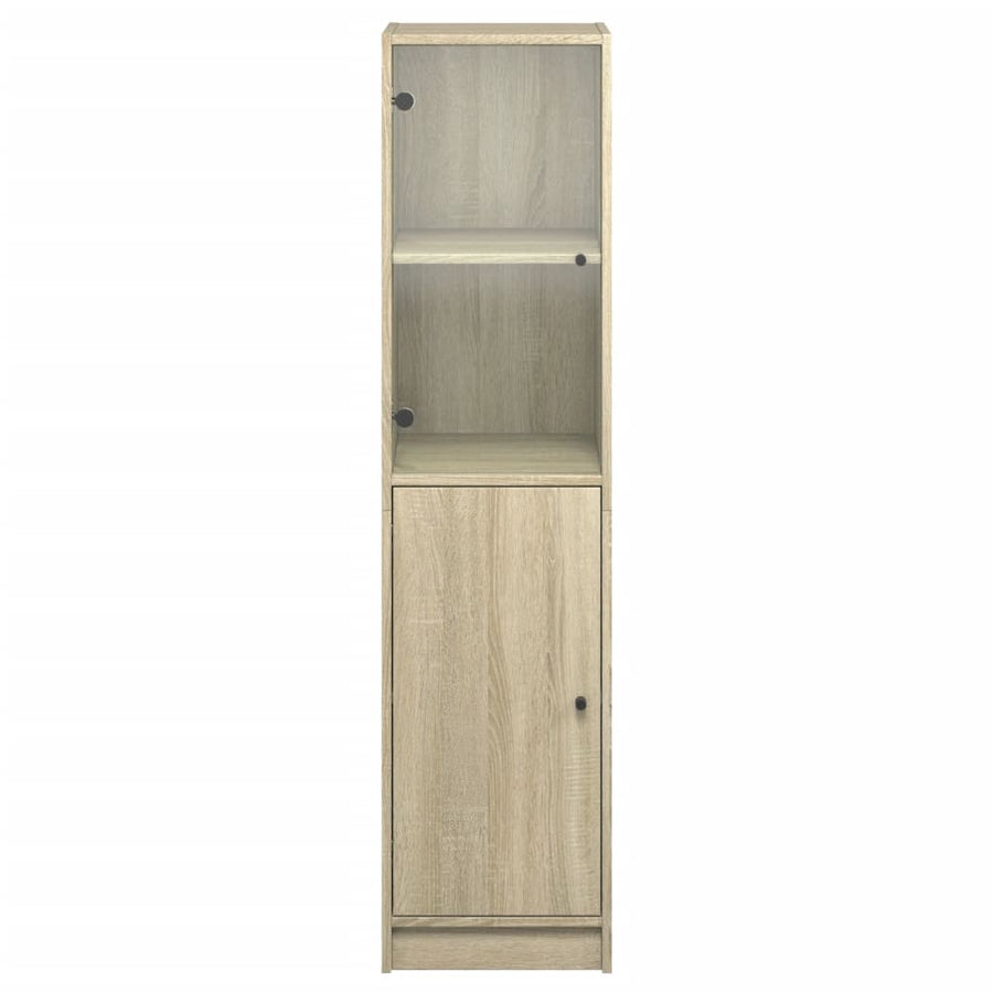 Hoge Kast Met Glazen Deur 35X37X142 Cm Kleurig Sonoma eiken