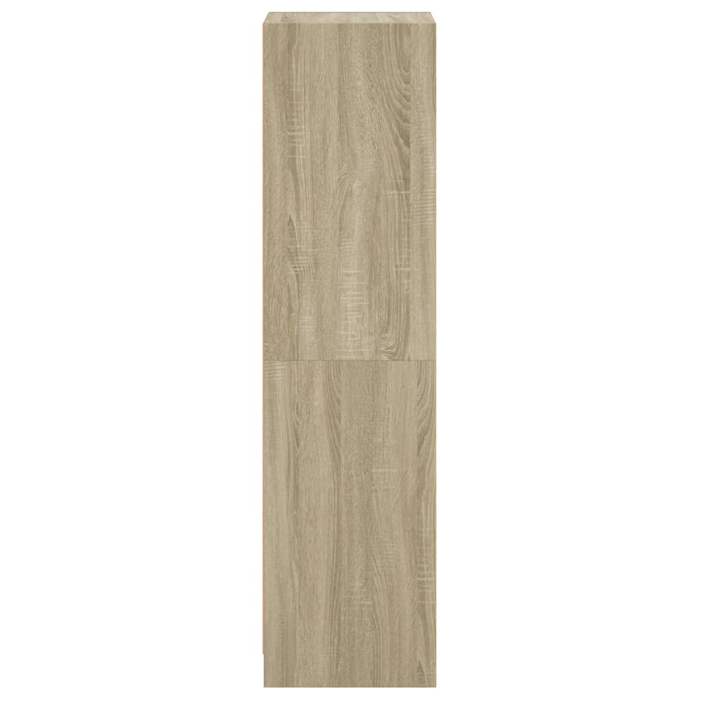 Hoge Kast Met Glazen Deur 35X37X142 Cm Kleurig Sonoma eiken