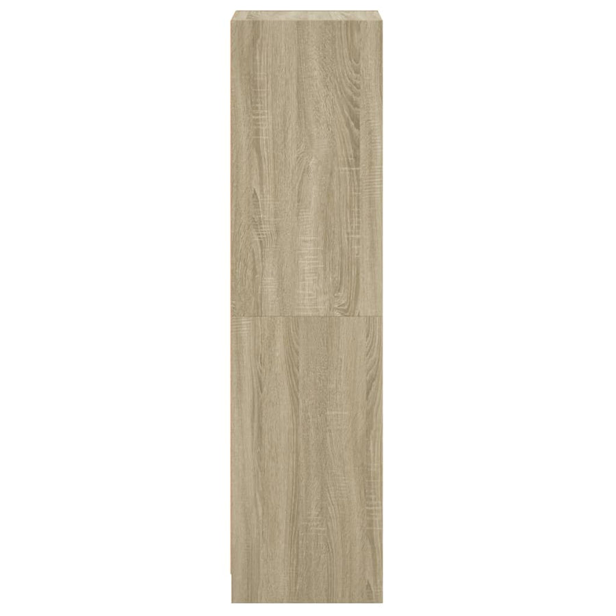 Hoge Kast Met Glazen Deur 35X37X142 Cm Kleurig Sonoma eiken