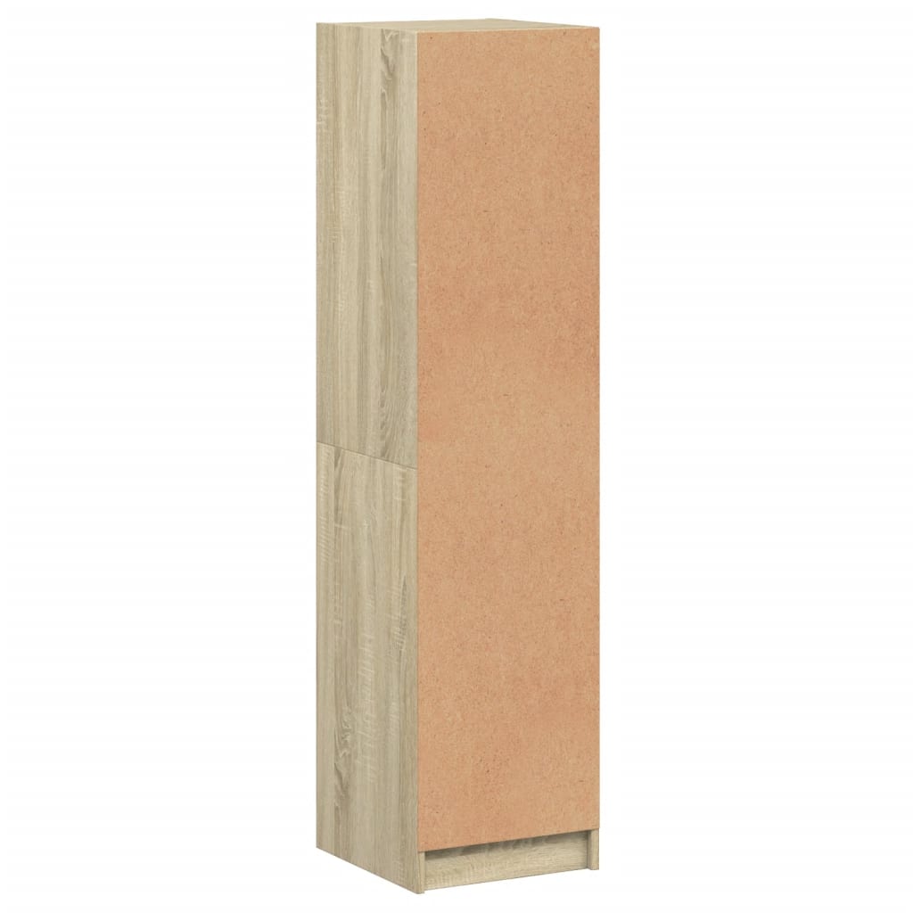 Hoge Kast Met Glazen Deur 35X37X142 Cm Kleurig Sonoma eiken
