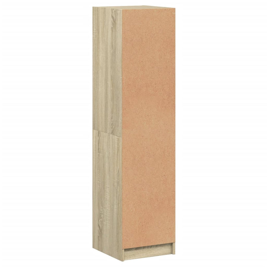 Hoge Kast Met Glazen Deur 35X37X142 Cm Kleurig Sonoma eiken
